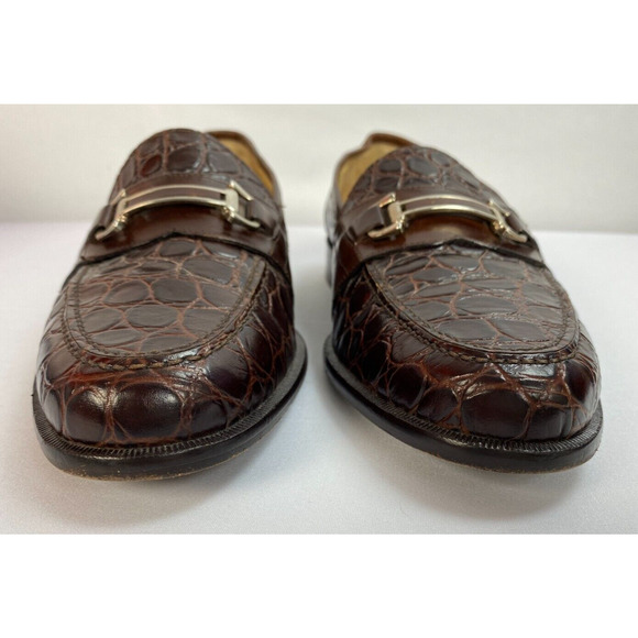 Johnston & Murphy Men’s Brown Crocodile Horsebit Loafers Size 8M - Picture 3 of 11